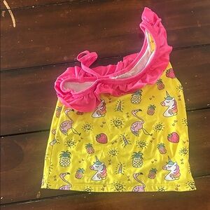 Bobbie Brooks Pink and Yellow Kids Bikini Top